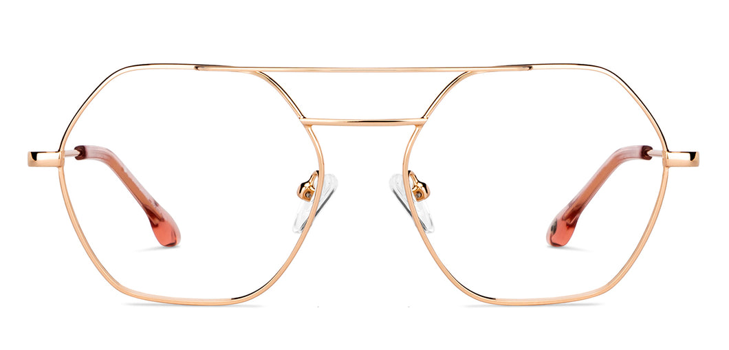 Rose Gold Hexagonal Full Rim Women Eyeglasses by John Jacobs-149145