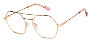 Rose Gold Hexagonal Full Rim Women Eyeglasses by John Jacobs-149145