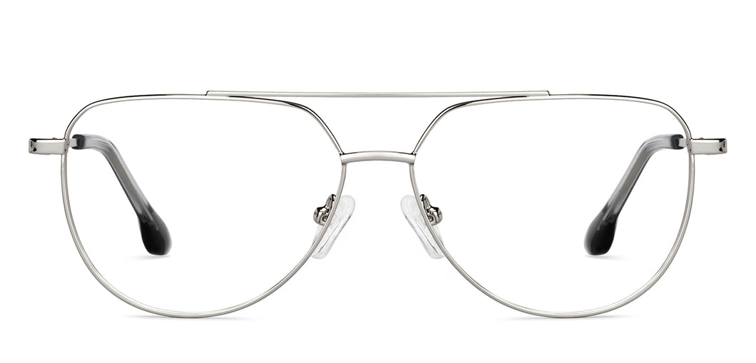 Silver Rectangle Full Rim Unisex Eyeglasses by John Jacobs-149154