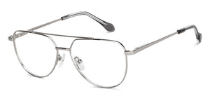 Silver Rectangle Full Rim Unisex Eyeglasses by John Jacobs-149154