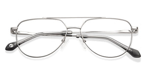 Silver Rectangle Full Rim Unisex Eyeglasses by John Jacobs-149154