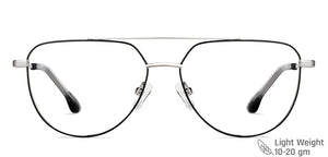 Silver Rectangle Full Rim Unisex Eyeglasses by John Jacobs-149156