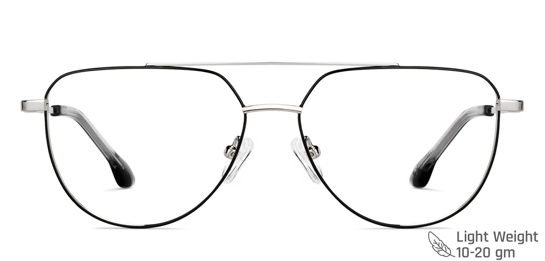 Silver Rectangle Full Rim Unisex Eyeglasses by John Jacobs-149156