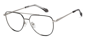 Silver Rectangle Full Rim Unisex Eyeglasses by John Jacobs-149156