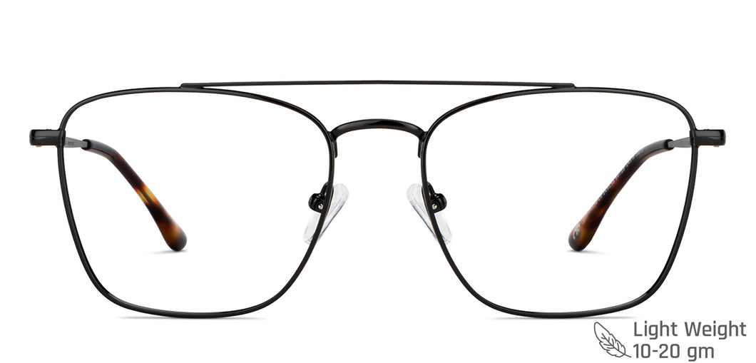 Black Rectangle Full Rim Unisex Eyeglasses by John Jacobs-149158