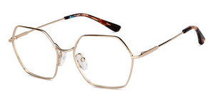 Gold Hexagonal Full Rim Unisex Eyeglasses by John Jacobs-150679