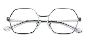 Gunmetal Hexagonal Full Rim Unisex Eyeglasses by John Jacobs-150680