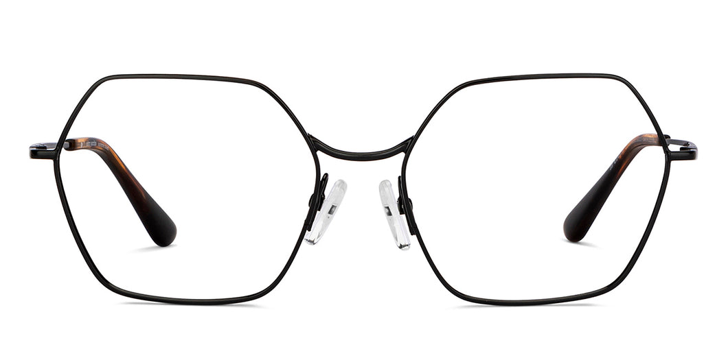 Black Hexagonal Full Rim Unisex Eyeglasses by John Jacobs-150681