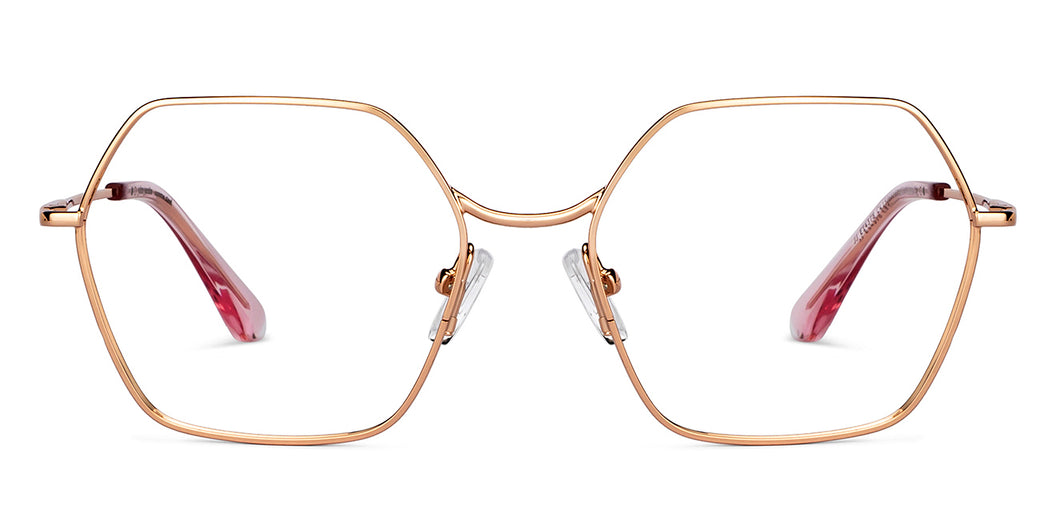 Gold Hexagonal Full Rim Unisex Eyeglasses by John Jacobs-150682
