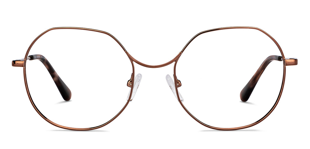 Copper Hexagonal Full Rim Unisex Eyeglasses by John Jacobs-150686