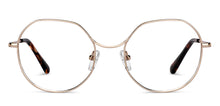 Load image into Gallery viewer, Gold Hexagonal Full Rim Unisex Eyeglasses by John Jacobs-150689