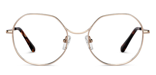 Gold Hexagonal Full Rim Unisex Eyeglasses by John Jacobs-150689