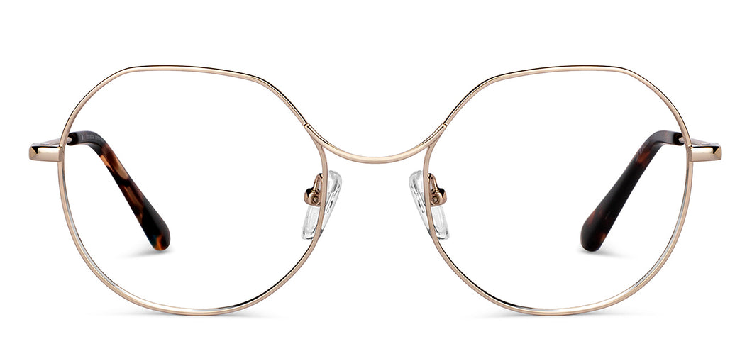 Gold Hexagonal Full Rim Unisex Eyeglasses by John Jacobs-150689