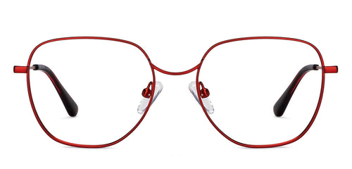 Maroon Hexagonal Full Rim Unisex Eyeglasses by John Jacobs-150691