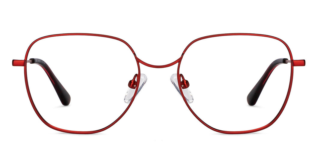 Maroon Hexagonal Full Rim Unisex Eyeglasses by John Jacobs-150691