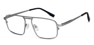 Silver Rectangle Full Rim Unisex Eyeglasses by John Jacobs-151232