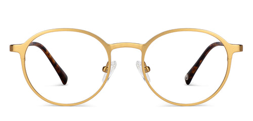 Gold Round Full Rim Unisex Eyeglasses by John Jacobs-151236