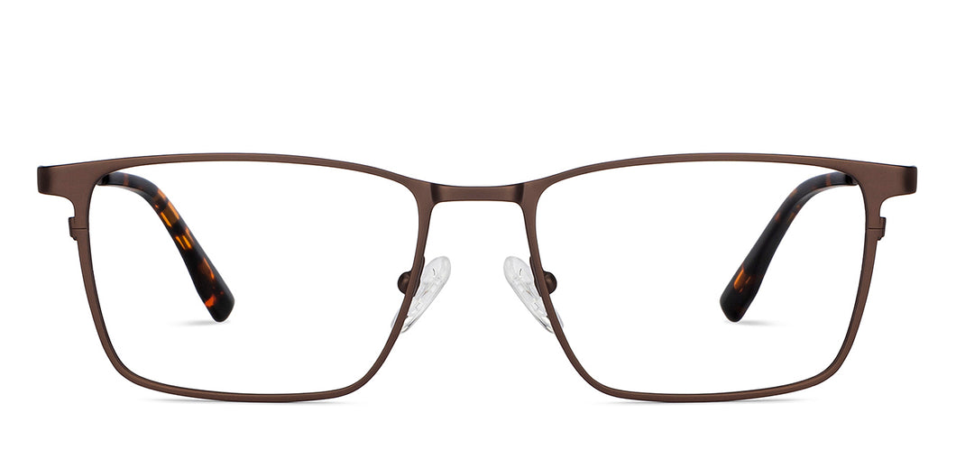 Brown Rectangle Full Rim Unisex Eyeglasses by John Jacobs-151245