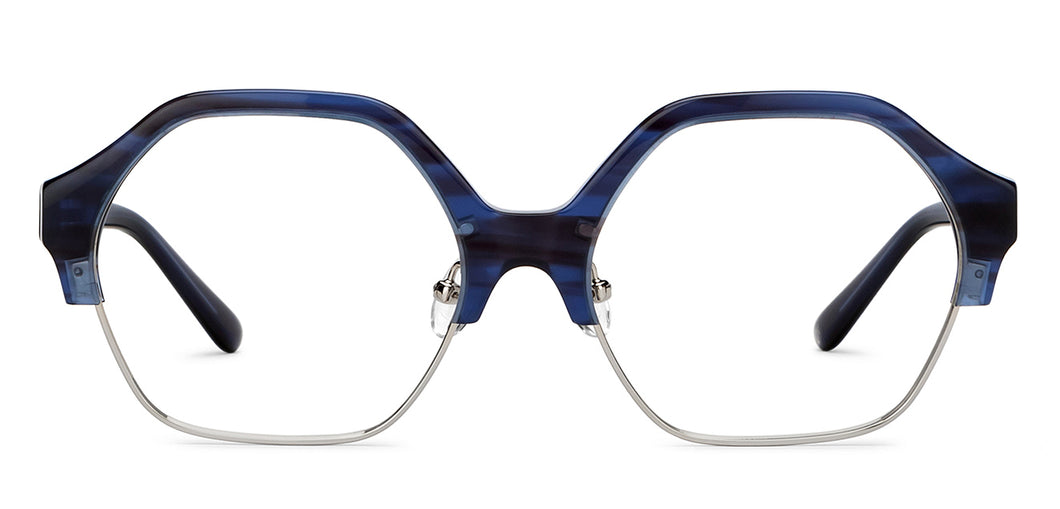 Blue Hexagonal Full Rim Unisex Eyeglasses by John Jacobs-201668