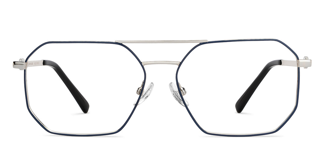 Silver Hexagonal Full Rim Women Eyeglasses by John Jacobs-205898