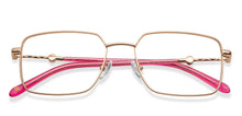 Load image into Gallery viewer, Gold Rectangle Full Rim Women Eyeglasses by John Jacobs-205903