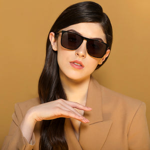 Tortoise Rectangle Full Rim Unisex Sunglasses by John Jacobs-203169