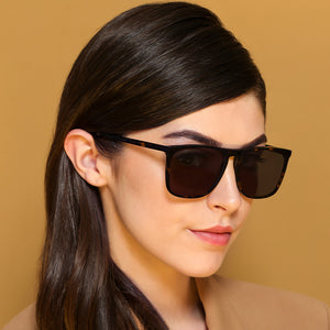 Tortoise Rectangle Full Rim Unisex Sunglasses by John Jacobs-203169