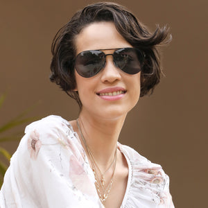 Black Aviator Full Rim Unisex Sunglasses by John Jacobs-127313