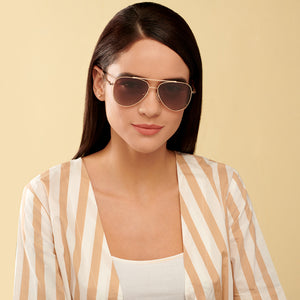 Gold Aviator Full Rim Unisex Sunglasses by John Jacobs-148394