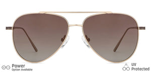 Gold Aviator Full Rim Unisex Sunglasses by John Jacobs-148394