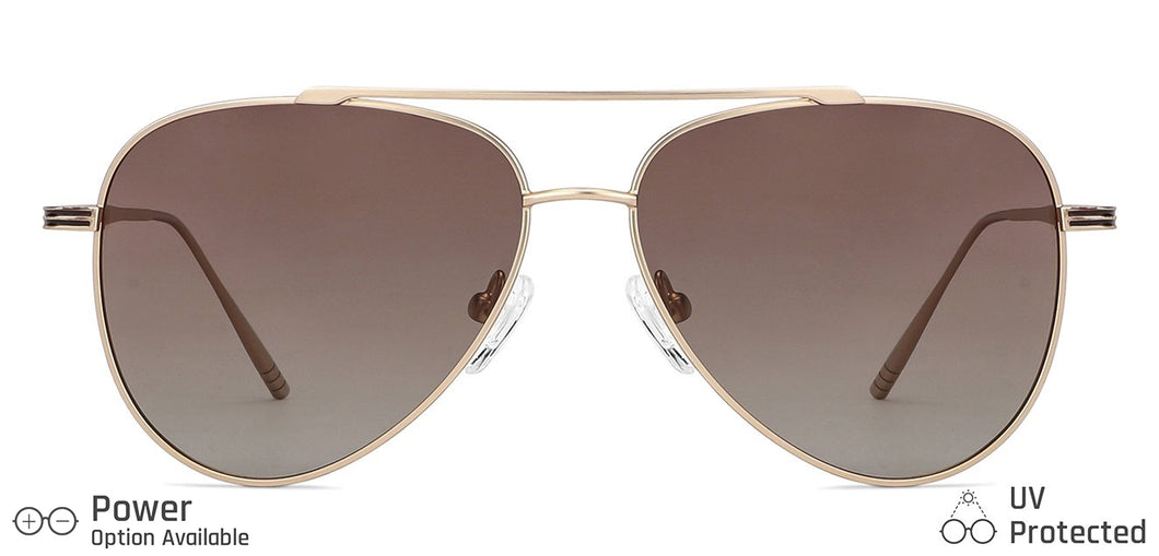Gold Aviator Full Rim Unisex Sunglasses by John Jacobs-148394