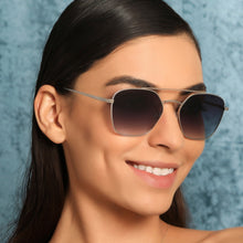 Load image into Gallery viewer, Silver Hexagonal Full Rim Unisex Sunglasses by John Jacobs-134942