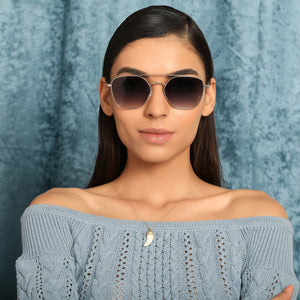 Silver Hexagonal Full Rim Unisex Sunglasses by John Jacobs-134942