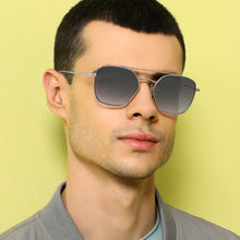 Load image into Gallery viewer, Silver Hexagonal Full Rim Unisex Sunglasses by John Jacobs-134942