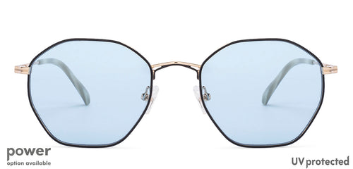 Gold Hexagonal Full Rim Extra Wide Unisex Sunglasses by John Jacobs-134948