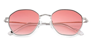 Silver Hexagonal Full Rim Women Sunglasses by John Jacobs-147676