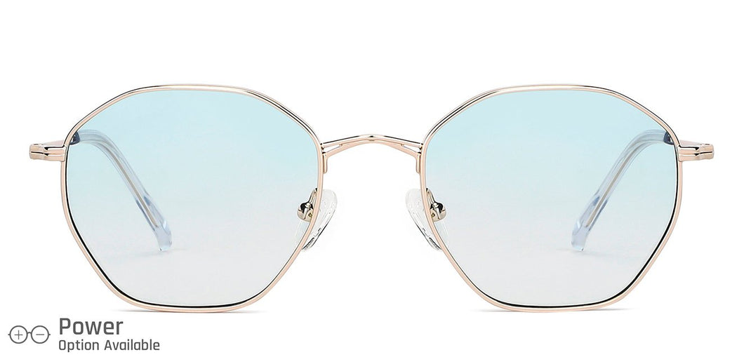 Gold Hexagonal Full Rim Unisex Sunglasses by John Jacobs-148406