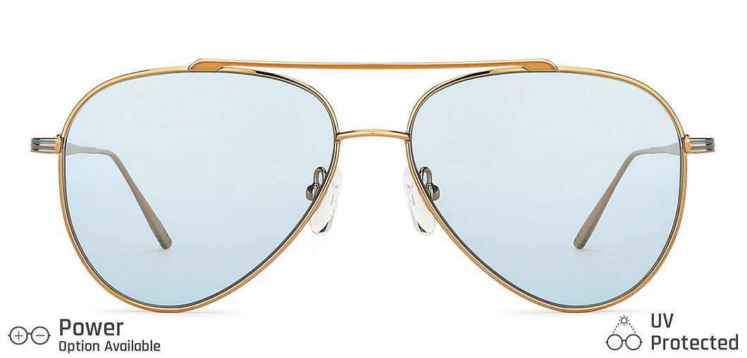 Gold Aviator Full Rim Unisex Sunglasses by John Jacobs-147903