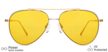 Load image into Gallery viewer, Gold Aviator Full Rim Unisex Sunglasses by John Jacobs-147904