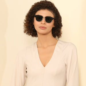 Black Clubmaster Full Rim Unisex Sunglasses by John Jacobs-203841