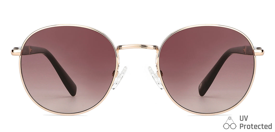 Gold Round Full Rim Unisex Sunglasses by John Jacobs-148437