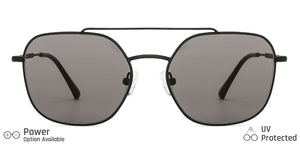 Black Hexagonal Full Rim Unisex Sunglasses by John Jacobs-136387