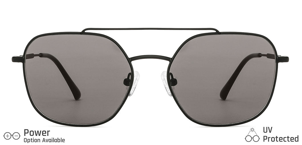 Black Hexagonal Full Rim Unisex Sunglasses by John Jacobs-136387