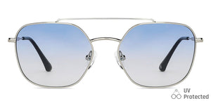 Silver Hexagonal Full Rim Unisex Sunglasses by John Jacobs-148410
