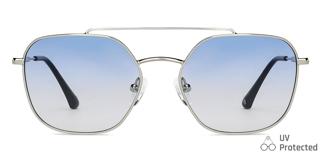 Silver Hexagonal Full Rim Unisex Sunglasses by John Jacobs-148410