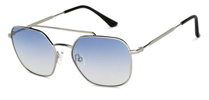 Silver Hexagonal Full Rim Unisex Sunglasses by John Jacobs-148410