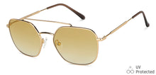 Load image into Gallery viewer, Gold Hexagonal Full Rim Unisex Sunglasses by John Jacobs-148412