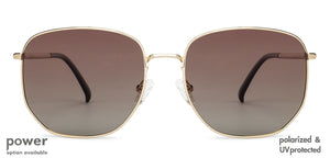 Gold Hexagonal Full Rim Wide Unisex Sunglasses by John Jacobs-136400