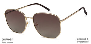 Gold Hexagonal Full Rim Wide Unisex Sunglasses by John Jacobs-136400