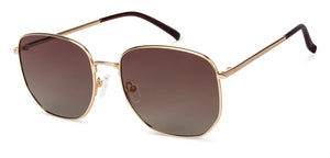 Gold Hexagonal Full Rim Wide Unisex Sunglasses by John Jacobs-136400